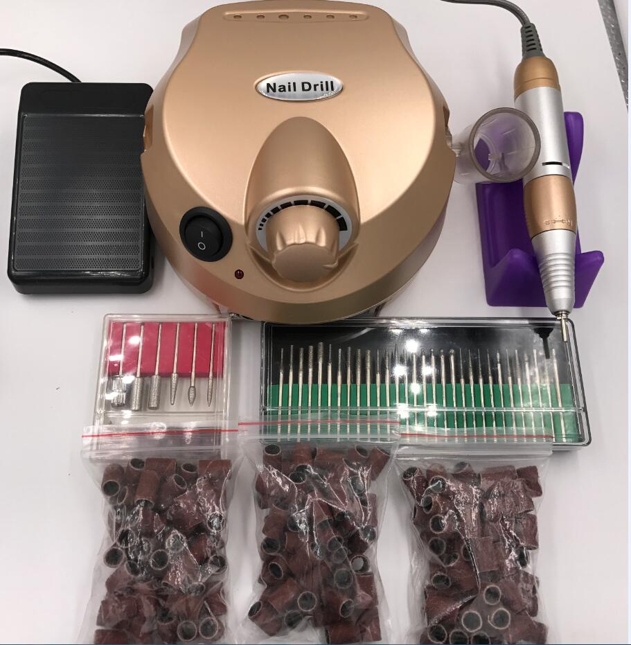 30000 RPM Pro Electric Nail Art Boor File Bits Machine Manicure Kit Professionele Salon Thuis Nail Gereedschap set: gold
