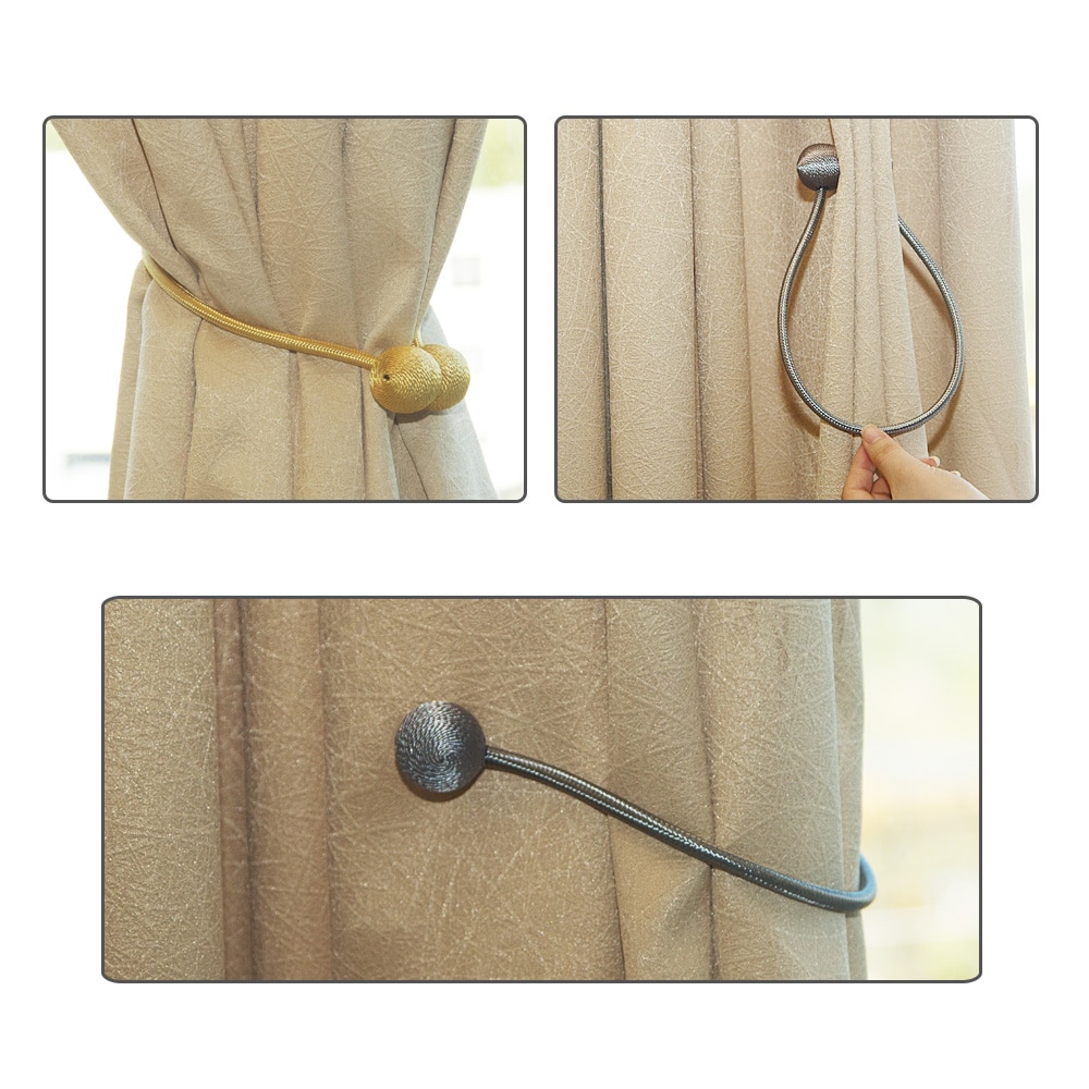 2 Stuks Magnetische Parel Bal Gordijn Tiebacks Vastzetmogelijkheden Terugloopsper Gesp Clips Accessoire Gordijn Decoratieve Gordijn Staven Accessoires