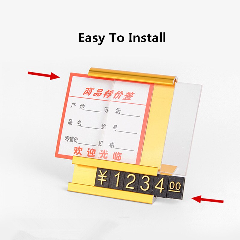 5 Sets Adjustable Removable Mini Cube Dollar Price Tag Label Metal Price Display Counter Stand Label Tag Number