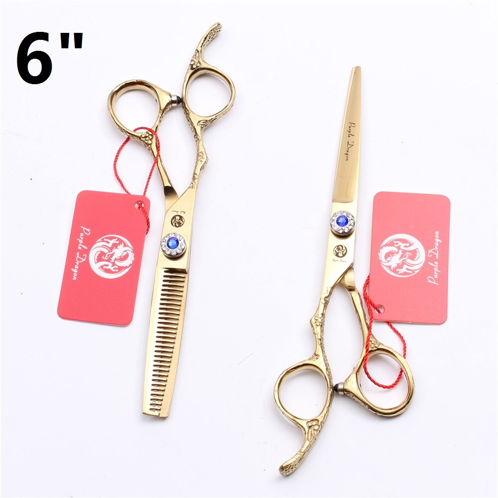 Y8212 5.5 " 6 " venstrehånds saks hår frisør frisør salon sakse klipning sakse sæt: 6 tommer guld p