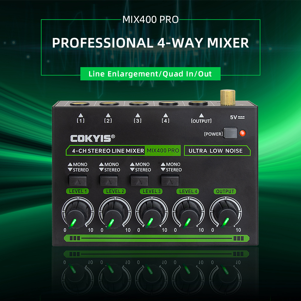 Mixer audio professionale a 4 canali con luce RGB Mini mixer audio Mixer di linea Piccolo mixer audio per Club BarMix400 Pro