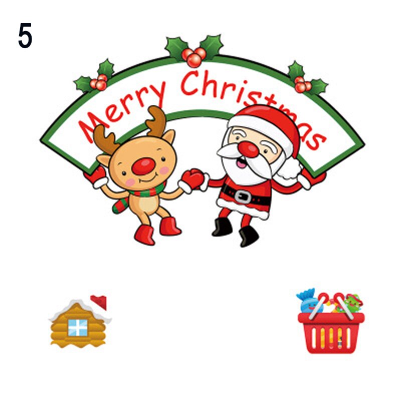 Christmas Window Stickers Christmas Decorations Window Clings DIY Cartoon Sticker Kids Xmas E2S: Green