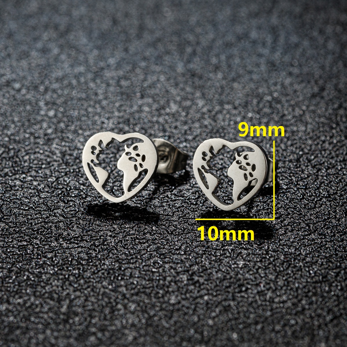 Simple Round Sea Wave Women'S Cartilage Earings Geometric Ocean Surf Stainless Steel Ear Piercing Stud Earrings Jewelry: black / Imitation Rhodium Plated