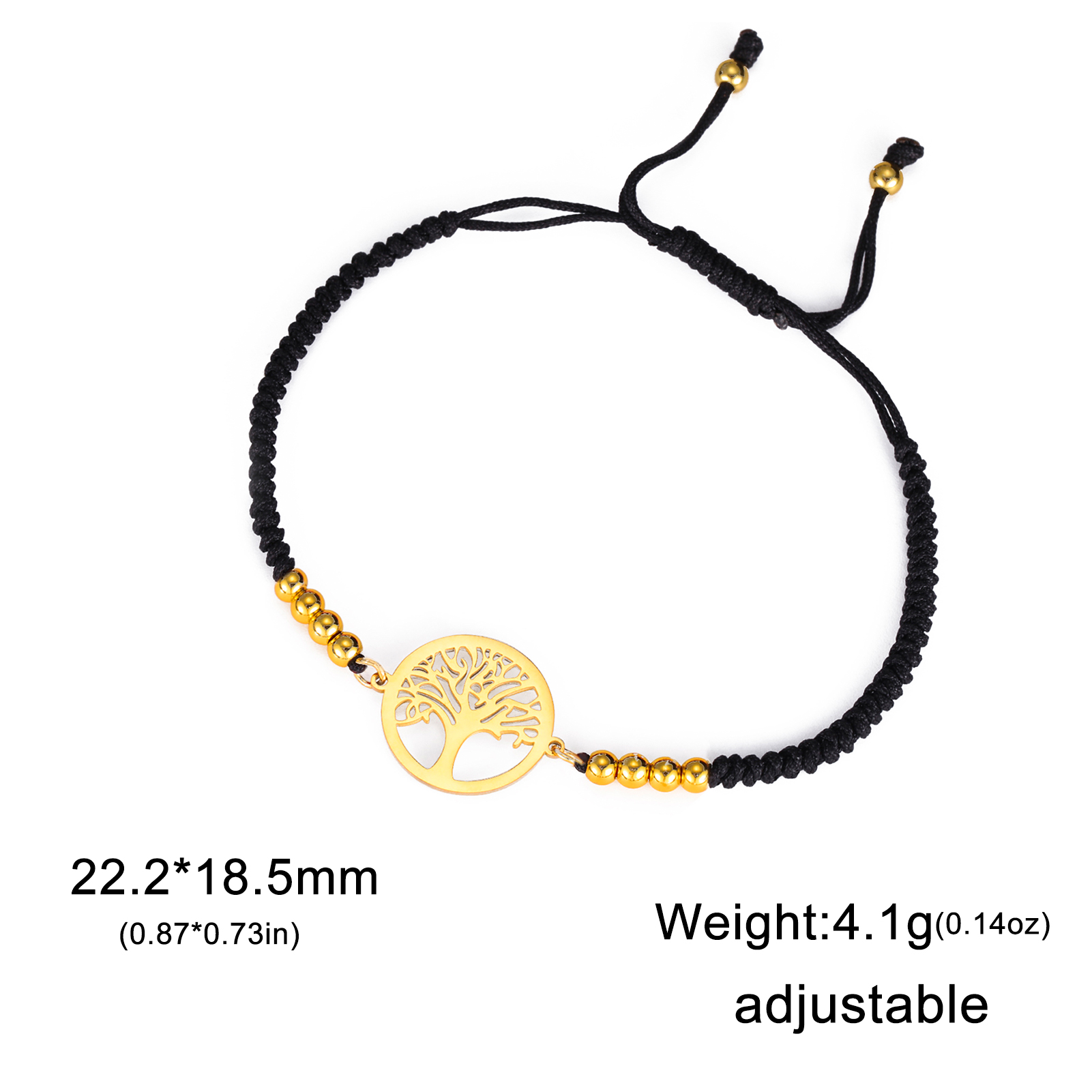Pulseiras de aço inoxidável para mulheres, pingente life tree, joia clássica, moda, presentes de festa de casamento oco: Arma preta folheada