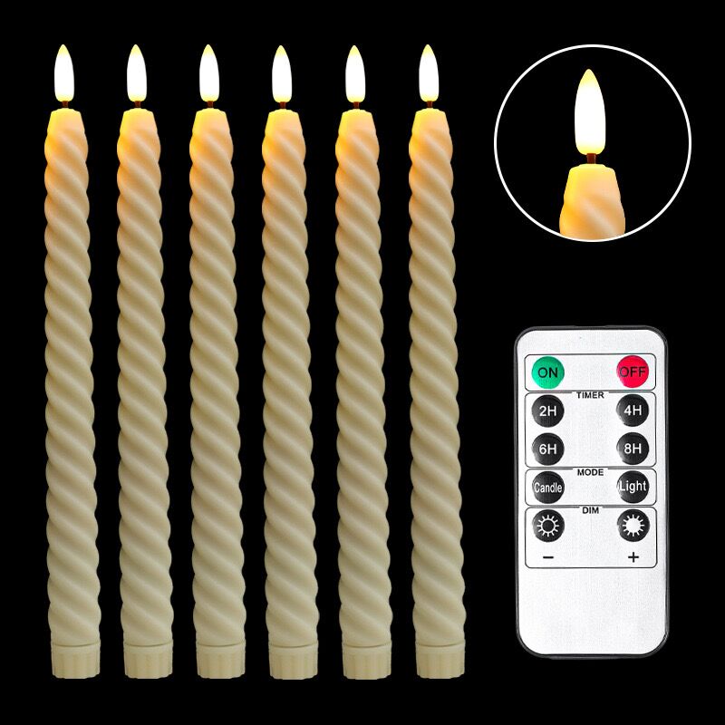 Vela LED Taper Spiral Flameless, Controle remoto com temporizador, Igreja velas varas, Casa torcida, Natal bateria operar vara vela: Branco quente / Verde exército