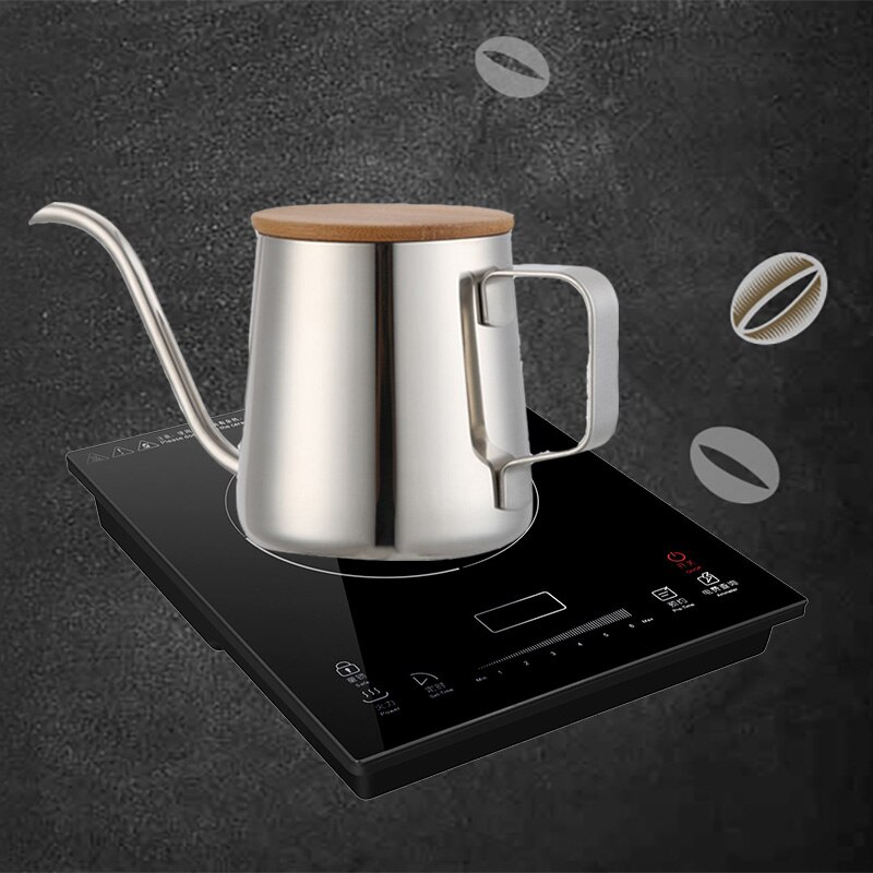 Gunot 350 Mlmaker Koffie Pot Roestvrijstalen Ketel Pot Zwanenhals Theepot Waterkoker Inductie Fornuis Koffiezetapparaat Met Deksel Koffie Pot
