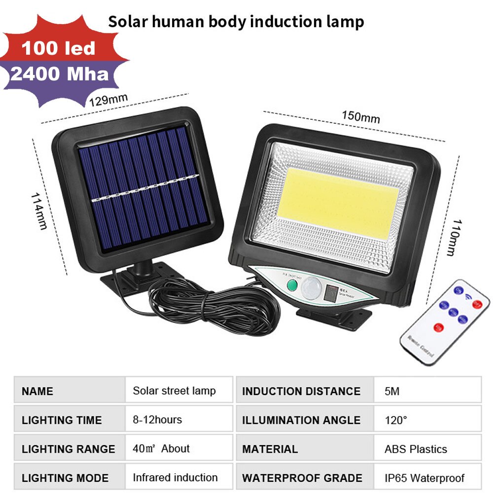 LEDs Solar Panel Power Light PIR Motion Sensor Separable Wall Lamp Outdoor Path Yard Garden Fence Night Light remote 3 modes