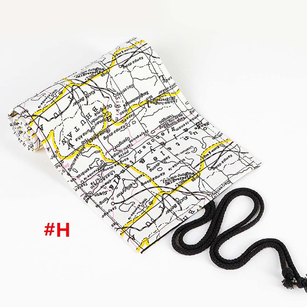 36- gats etui kat schoolbenodigdheden kunst pennenzakjes etui canvas wikkelrol student cosmetische kwast opbergruimte schrijfwaren: H