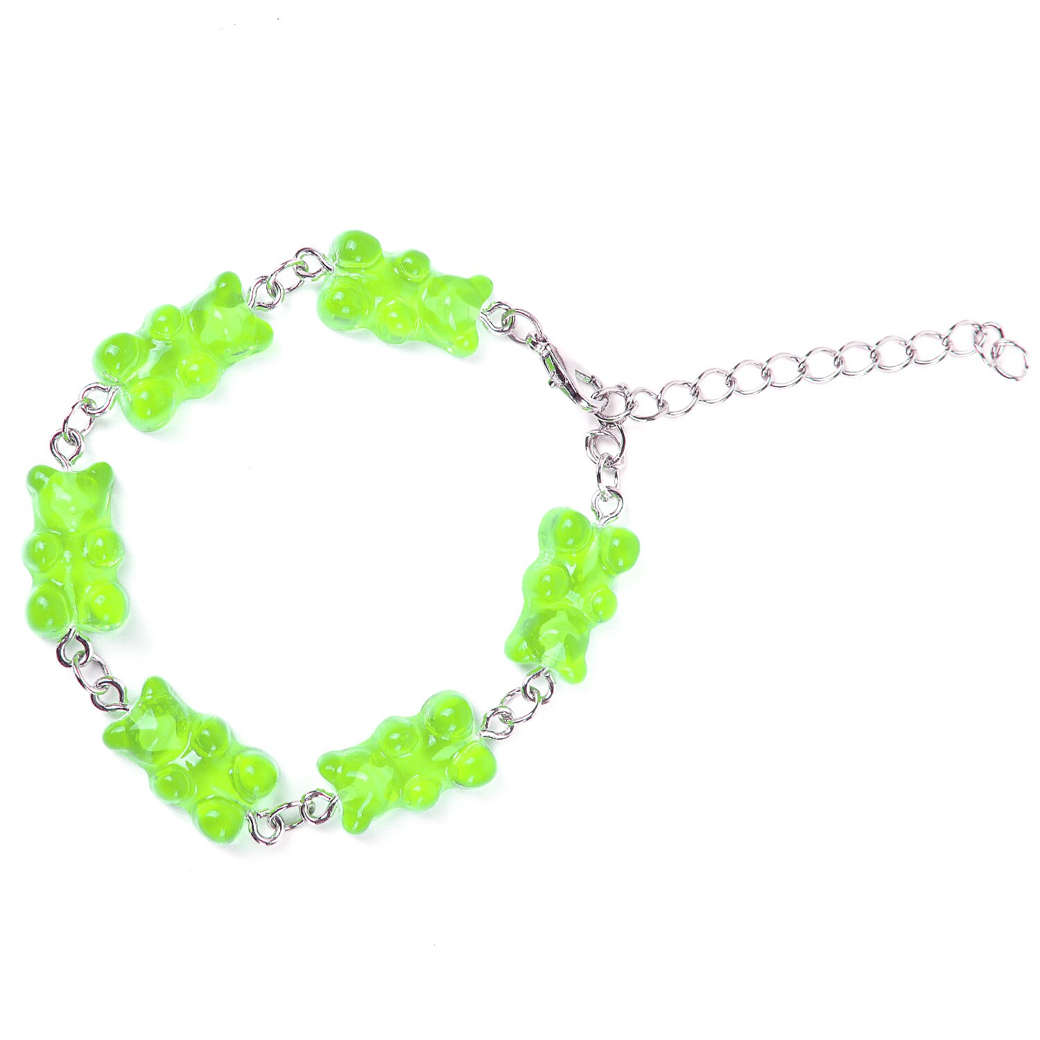 Cute Rainbow Candy Color Gummy Bear Women Girls Gummy Bear Bracelet Bracelet Jewelry Bracelet: green