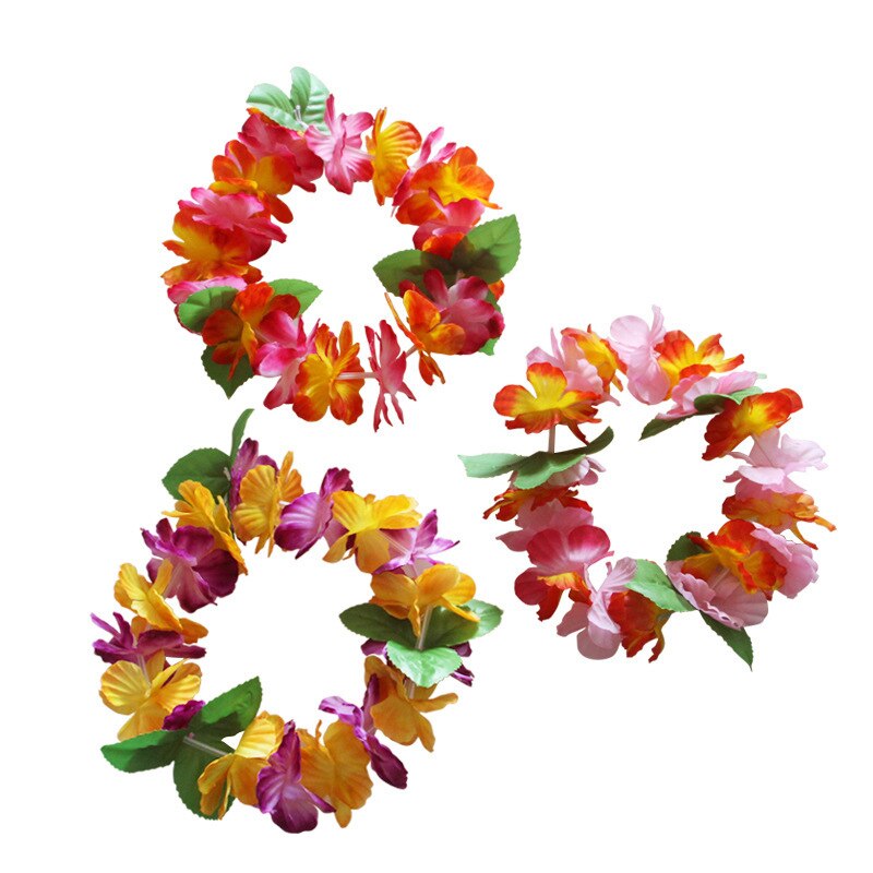 Oheart hawaii blomster krans pandebånd hovedbeklædning armbånd sæt til bryllupsfest dekoration diy sommer krans håndværk