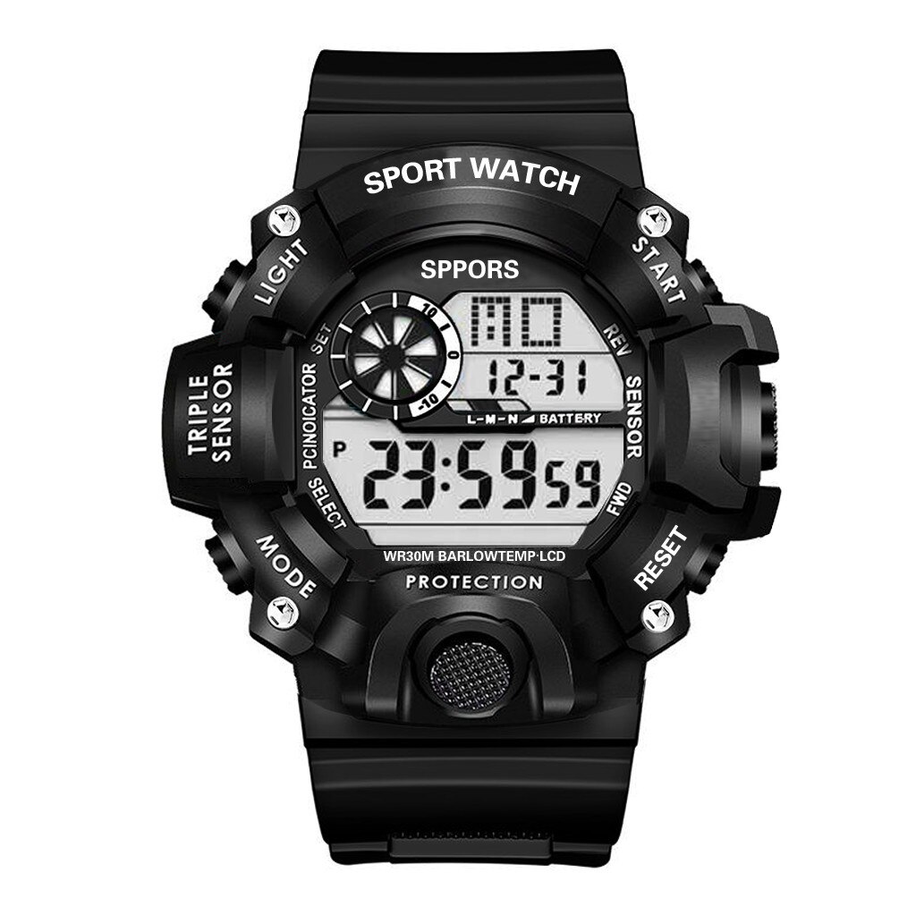 Reloj electrónico deportivo multifunción, pulsera con pantalla grande negra, calendario, alarma semanal, Neutral, # P2: A