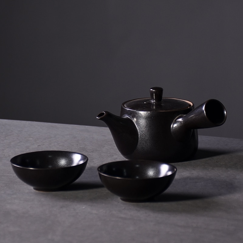 LUWU zwarte keramische kyusu theepotten met 2 cups een thee sets chinese kung fu thee sets drinkware
