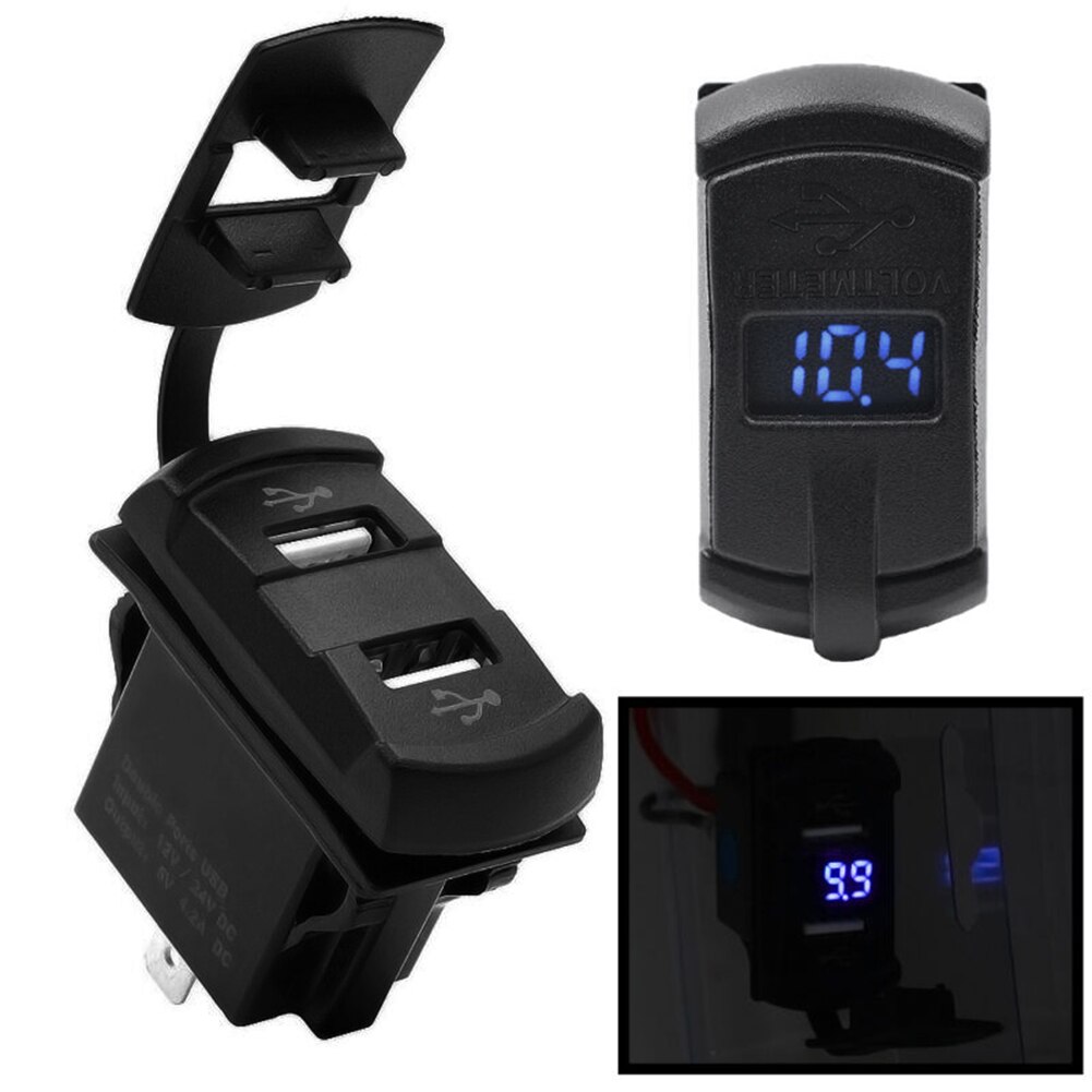 12V Charger Boat Socket Rocker Switch Panel Voltmeter PA66 Nylon Black