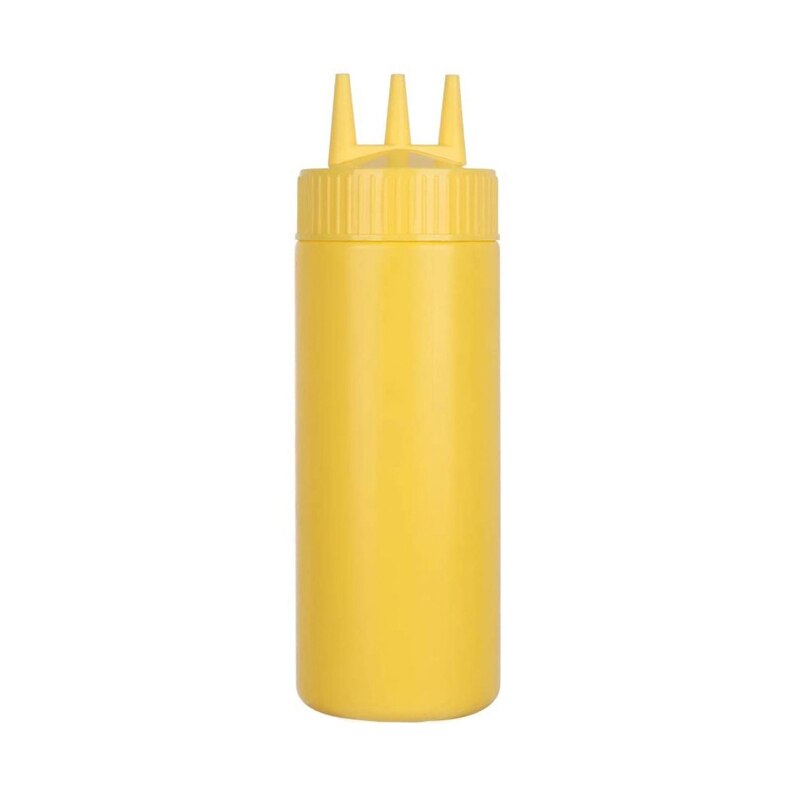 Botella giratoria de 3 agujeros para escurrir, botella de alimentaria para salsa, salsa, aceite, utensilios de cocina, Material PE M6CE: Yellow-450ML