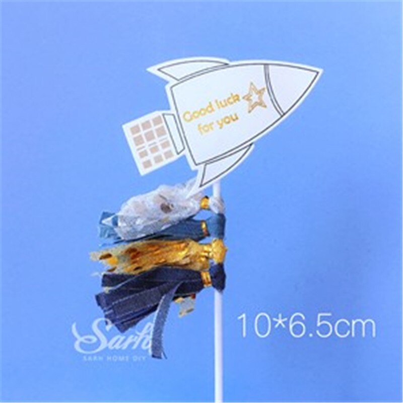 Rakieta astronauta księżyc kartka urodzinowa ozdoba ozdoba na wierzch tortu deser na dzień dziecka piękne prezenty