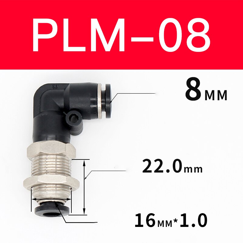 Seria PLM dla 4/6/8/10/12mm elementy pneumatyczne złącze grodziowe szybkozłączka rura łącząca: PLM-08