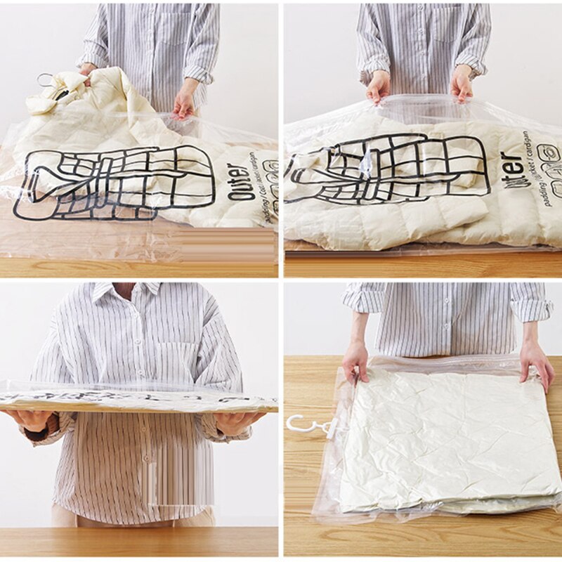 Vêtements housse anti-poussière organisateur suspendu sac sous vide costume manteau sac de rangement avec cintre gain de place garde-robe suspendus organisateur