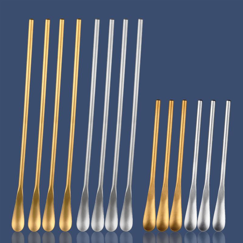 4 stk isskjeer i rustfritt stål isskje iskremskjeer kaffecocktail røreskjeer swizzle stick