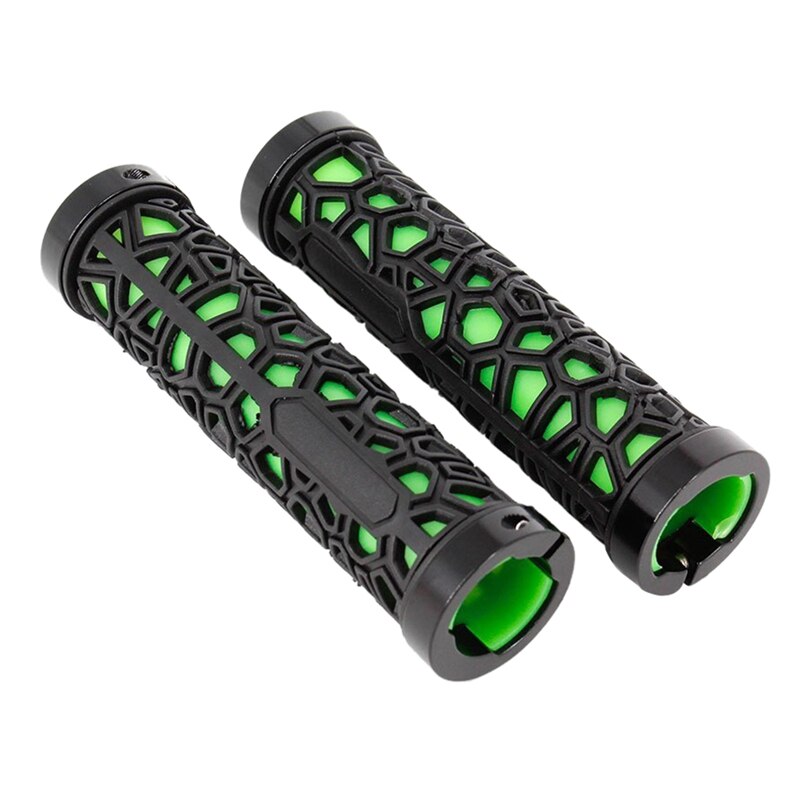 Fietsslot Op Comfort Rubberen Handvat Grips Fietsstuur Grips (Zwart En Groen)