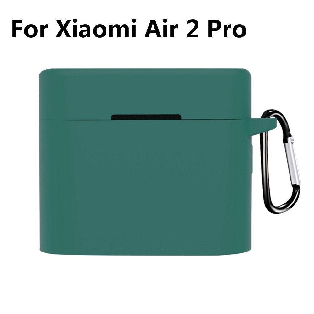 Funda de silicona para auriculares Xiaomi Air 2 Pro, funda para auriculares inalámbricos con llavero: Air 2 pro-Dark green