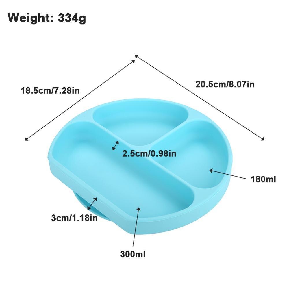 Baby Dishes Smiling Silicone Plate With Suction Cup Strong Sticky Divided Silicone Food Plate Children's Section Feeding Plate: Type A Blue