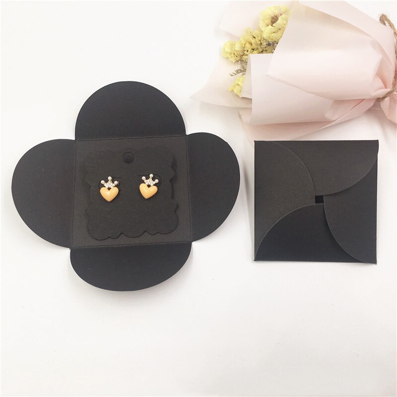 20 piezas de colores Kraft para tarjetas de pendientes, cubierta para tarjetas de pendientes, lindo y exquisito pendiente fácil de guardar y llevar de 13x13cm