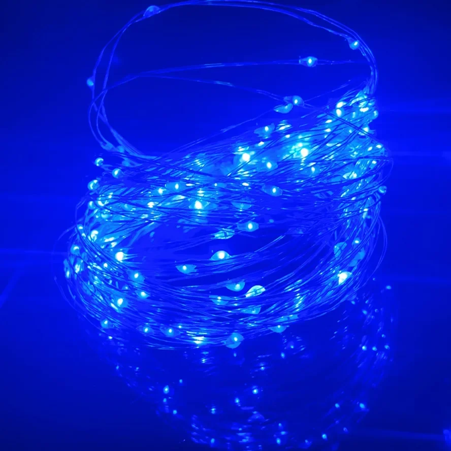 10LEDs/M Led Copper Wire Fairy Light 3V White LED String Lights Battery DIY Wedding Party Christmas Decoration Wreath Lights: Blue / 0.5W