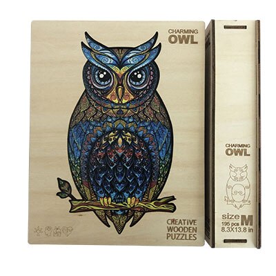 Adult Wooden Animal Puzzle DIY Size A3/4/5 Each Piece Is An Animal-Shaped Wooden Puzzle with A Wooden Box Birthday: owl jigsawA4