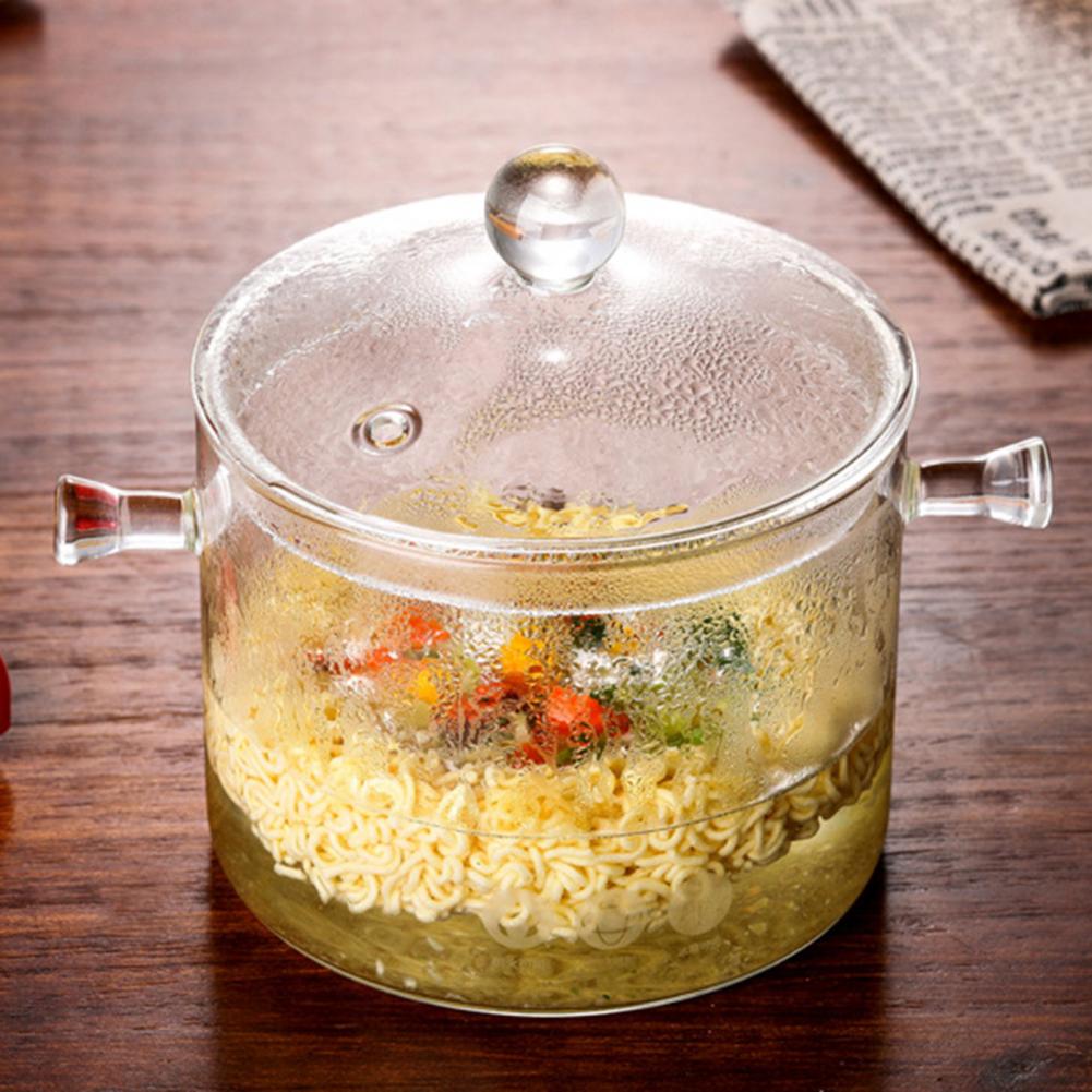 Panela de cozimento de vidro de borosilicato alto 1300ml panela de cozimento de vidro durável bonito fogão de vidro