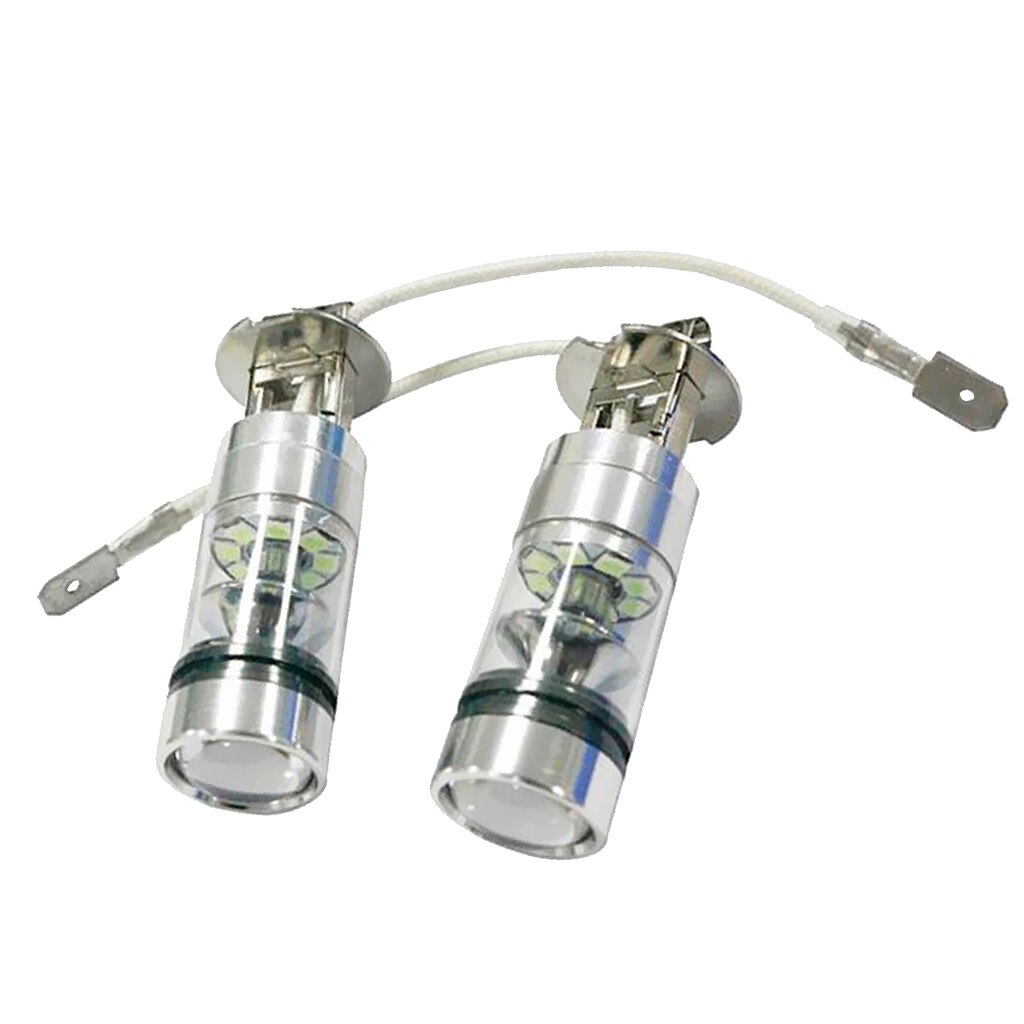 2x Ice Blue 100W H3 LED Projector Car Refit Fog/ Driving Lights Easy To Use