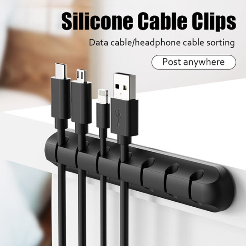 Cable Organizer Silicone USB Cable Winder Desktop Tidy Management Clips Cable Holder for Mouse Headphone Wire Organizer