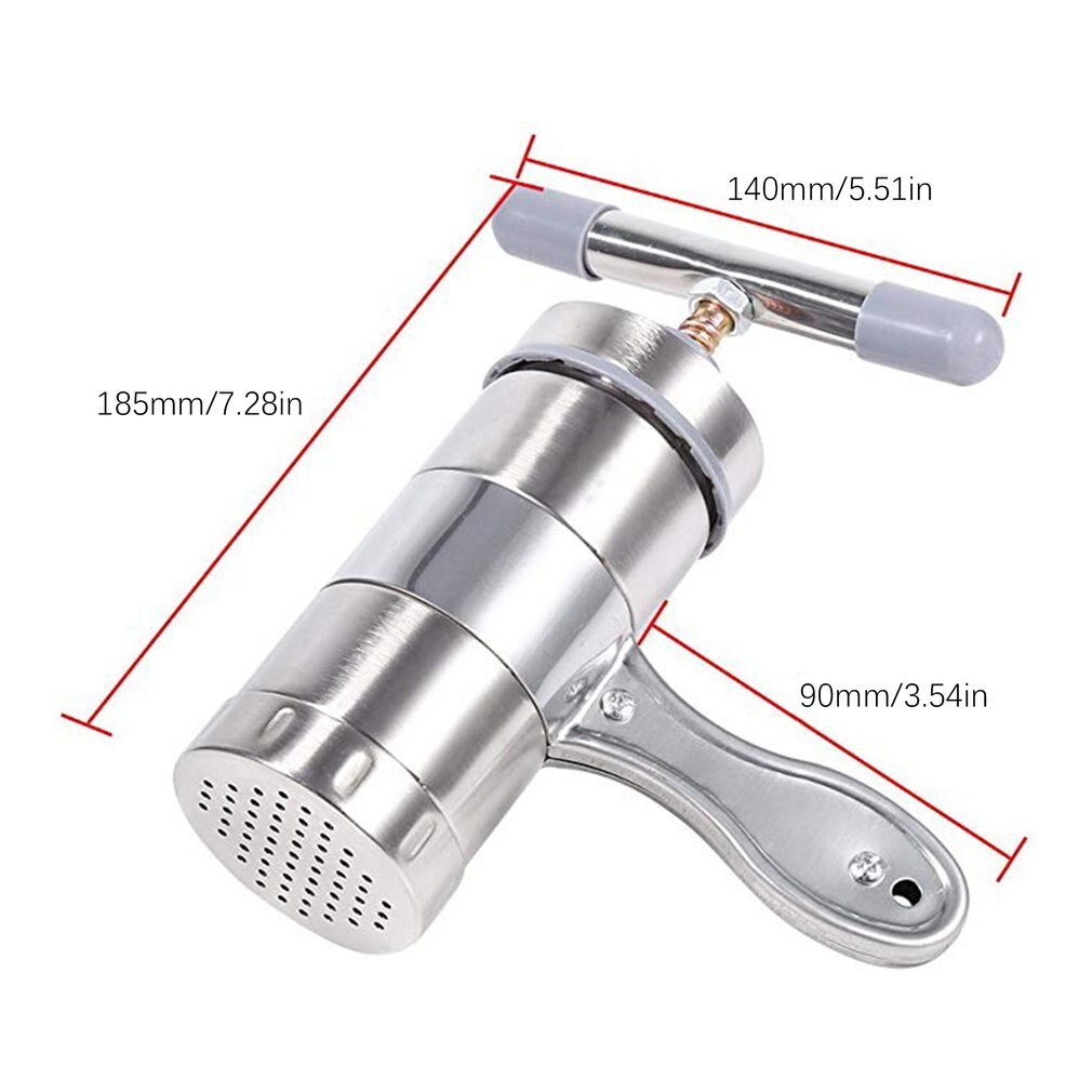 creativetop Stainless Steel Manual Noodles Press Machine Pasta Maker with 5 Noodle Mould