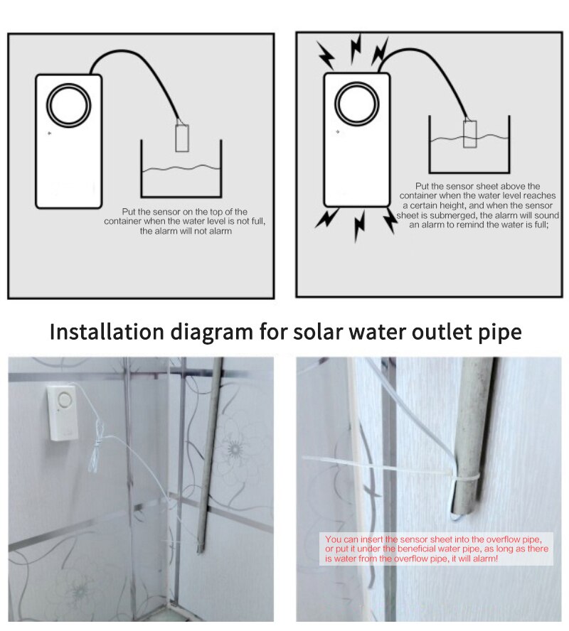 Water Sensor 110dB Security Water Overloop Leakage Alarm Sensor Water Level Alarm System Water Leak Sensor Smart Home Security