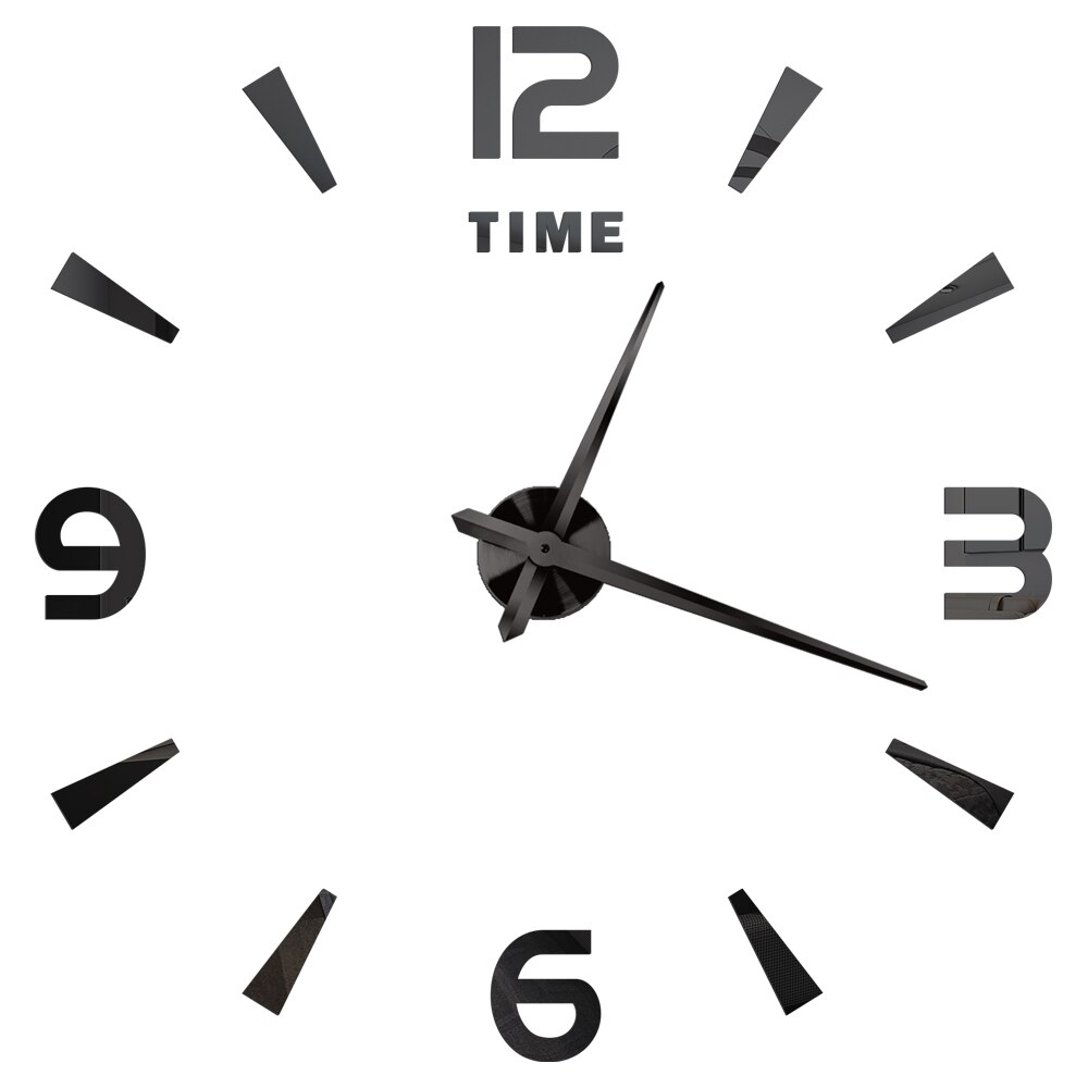 3D zegar ścienny naklejki ścienne z efektem lustra DIY zegarki duże akrylowe kwarcowe zegary ścienne wymienny 4 kolor artystyczne naklejki naklejka Dom dekoracje: czarny 1 / 80-120cm