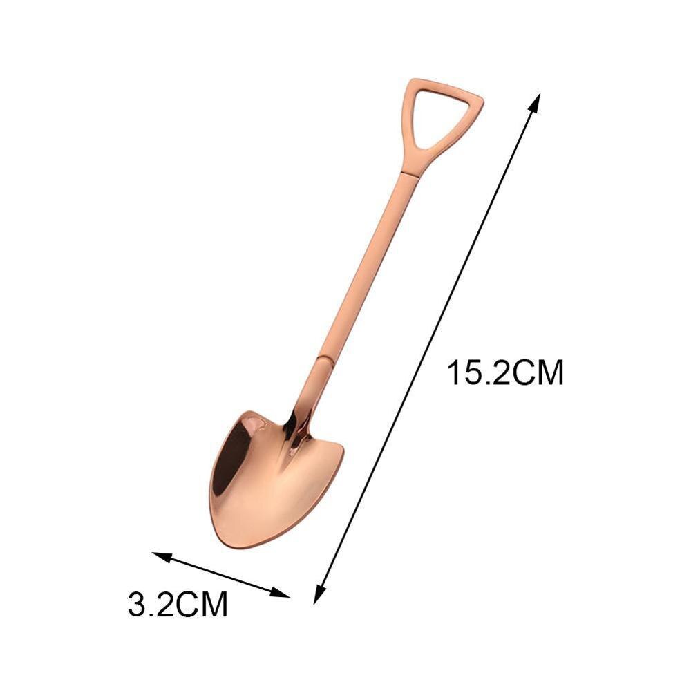 Stainless Steel Iron Shovel Spoon Coffee Ice Cream Spoon Cute Engineering Gadget Shovel Spoon Retro Square Kitchen R2L7
