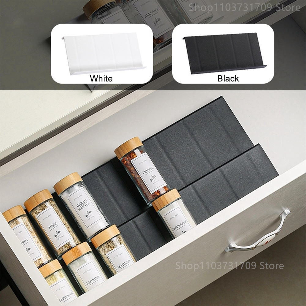 Cajón estantes de especias para cocina, estante de especias ajustable de 4 capas para tarros de especias, estante para condimentos, armario, despensa, organizador de cocina