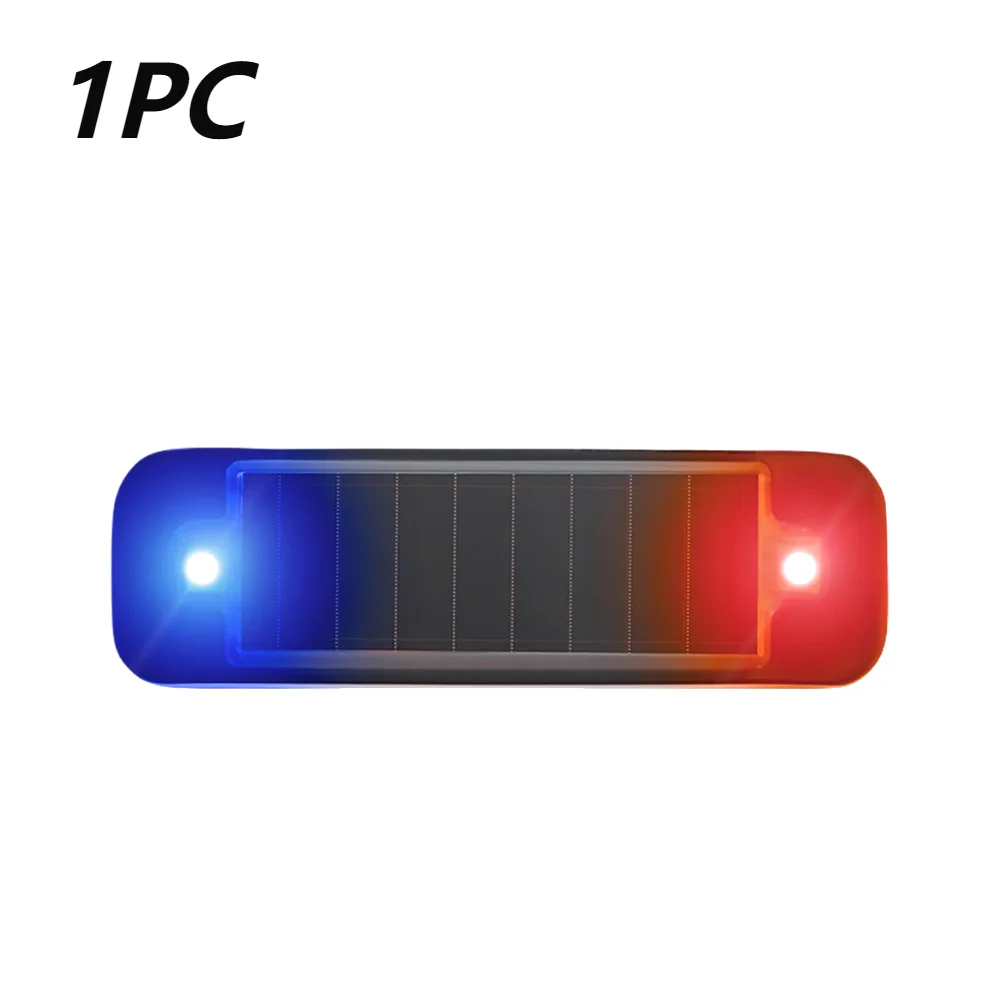 1-5 Stuks Auto Waarschuwingslampje Voor Fiets Motorfiets Scooters Solar Led Waarschuwt Licht Rood-Blauw Led Strobing Signaal Zonne-Energie Knipperlicht: Blauw