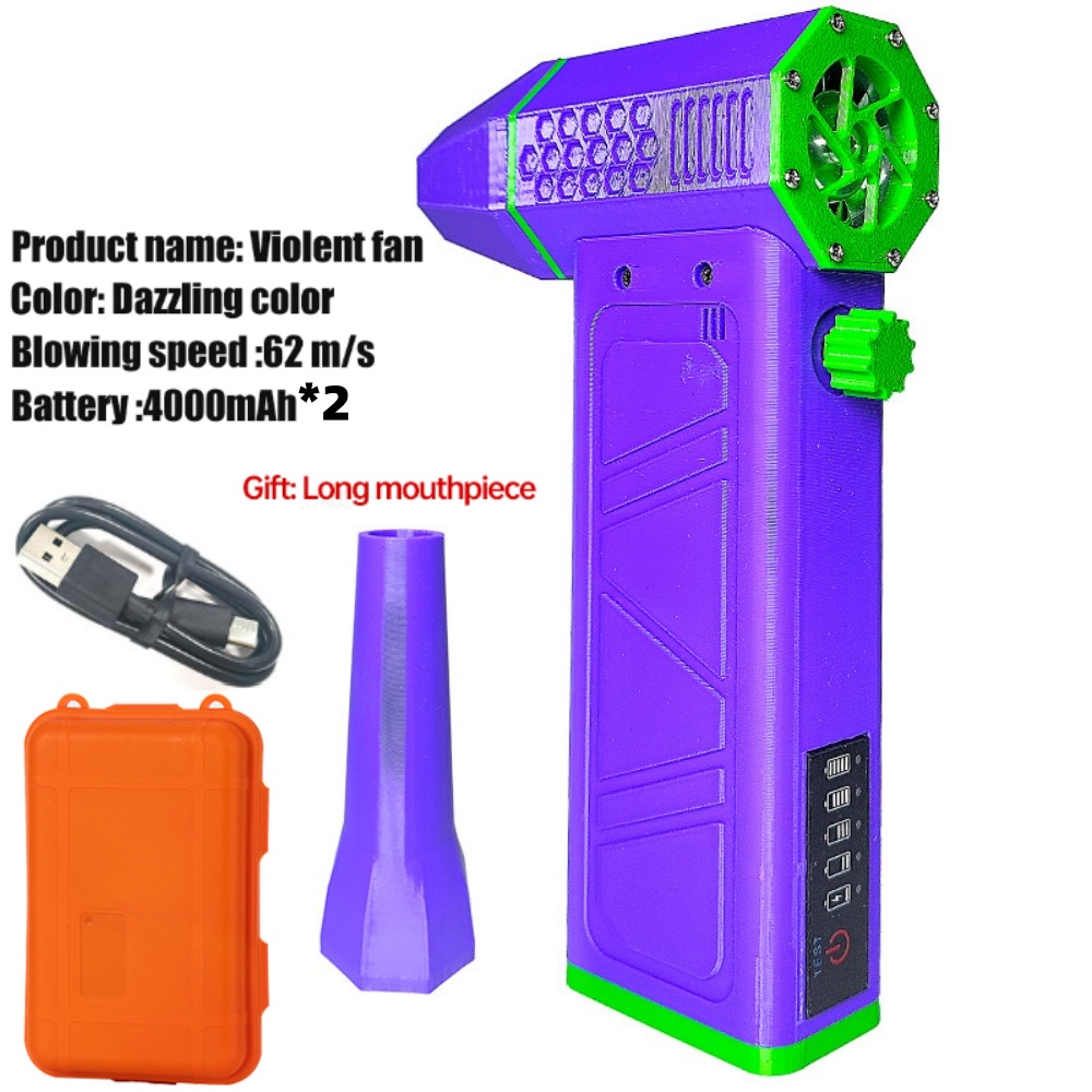 Potente ventilador de aire, ventilador de conducto de alta velocidad, mini ventilador Turbo Jet 140000 RPM Velocidad del viento 62 m/s Turbo Ventilador Motor sin escobillas Ventilador violento: Azul