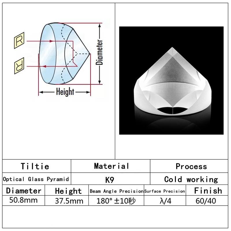 Optical Glass Pyramid Prism K9 50.8mmx37.5mm Physics Refractor Light Spectrum Optics