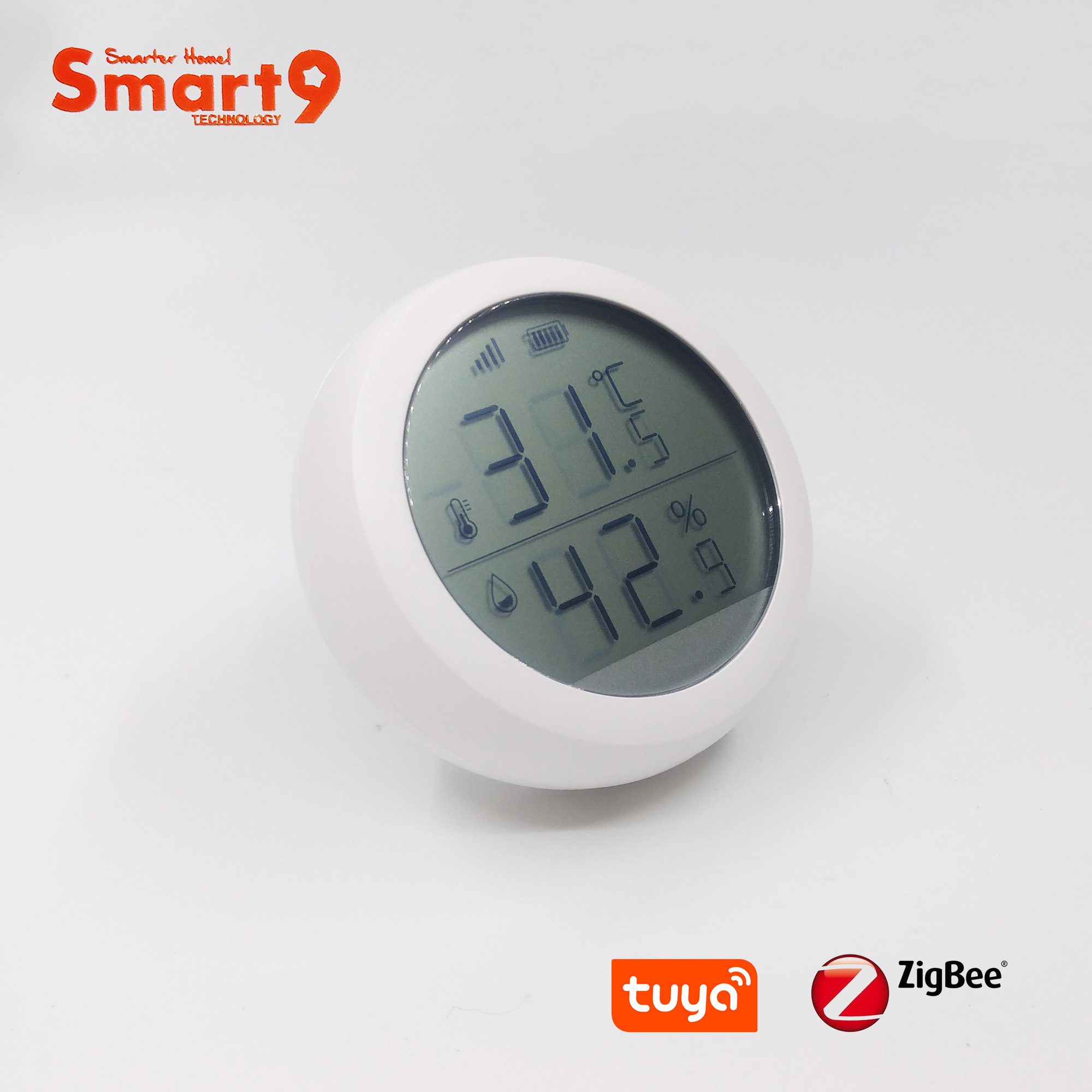 Smart9 ZigBee Temperature and Humidity Sensor With LCD Screen Display working with TuYa ZigBee Hub, Battery Powered Smart Life