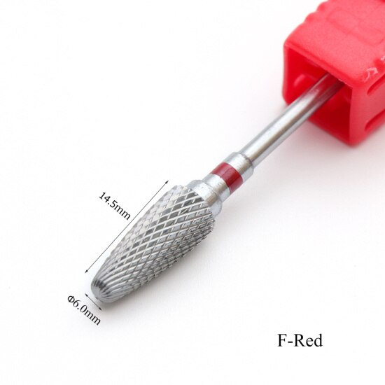 1 Uds. De carburo de tungsteno, broca para uñas, fresa de carburo, cutícula eléctrica, limas de uñas de mayor para manicura TRF0615: F-Red