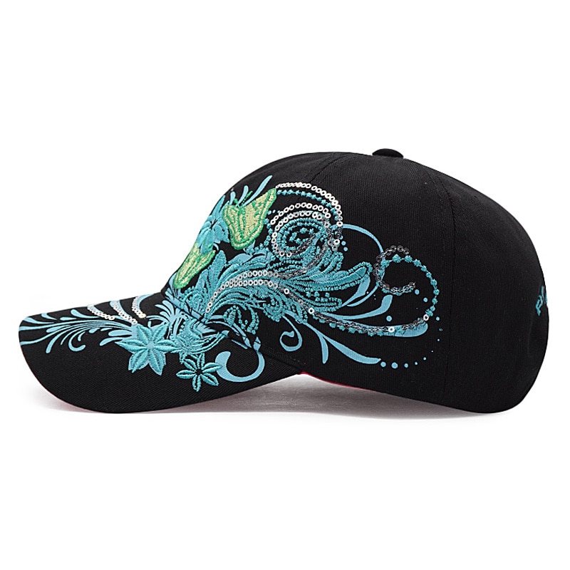 Kvinder sommerfugl baseball kasket broderi blomst snapback hat kvindelige piger sommer afslappet brev sol baseball hat ben