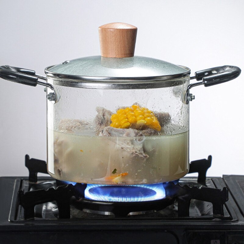 Soup Pot Health Pot Kitchen Fire Explosion Proof Transparent Glass Pot Double Handle High Borosilicate Glass Pot