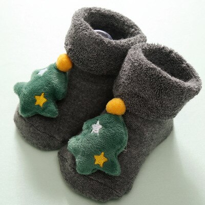 Kerstcadeau Sokken Thema Kinderen Pasgeboren Katoen Cartoon Sokken Winter Kids Baby Baby Anti-Slip Kinderen Unisex Sokken: TREE / 18m