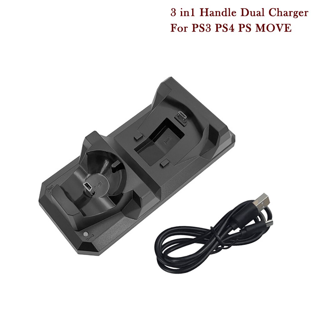 3 In 1 Dual Charger Voor Sony Playstation Portable PS3 Ps Move Draadloze Controller Voor PS4 Gamepad Base Opladen