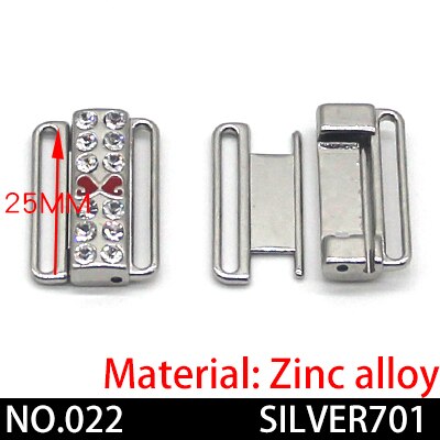2 teile/los silber Gold Rechteck Band Verschluss Haken &Ampere; Schließe Strass bh schnalle Taille Verlängerung NäHenne Auf Kleidung Bh Clip haken: Nein022 Silber-701 25mm