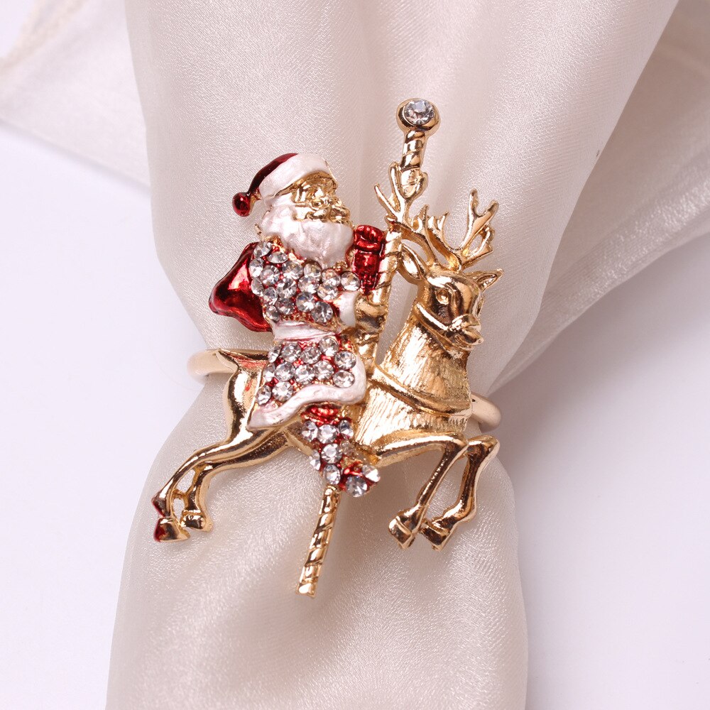 High-end Christmas Tree Napkin Buckle Flower Wreath Elk Bell Santa Claus Style Hotel Household Supplies Stainless Steel