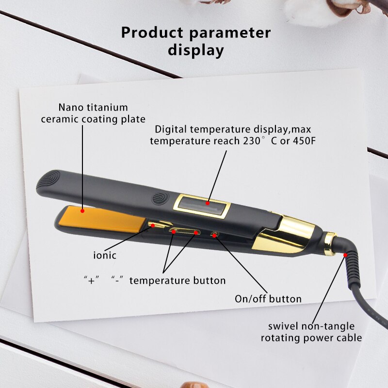 Redresseur de cheveux prix du plus populaire perm LCD numérique ion négatif soins des cheveux perm clip