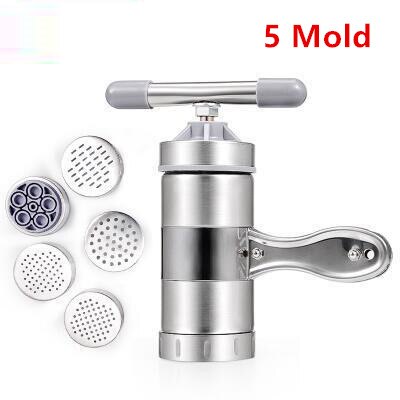 Rustfritt stål manuell pasta maskin spaghetti nudler maker pasta å lage maskin presse spaetzle maker frukt juicer 5 tidligere: 5 form