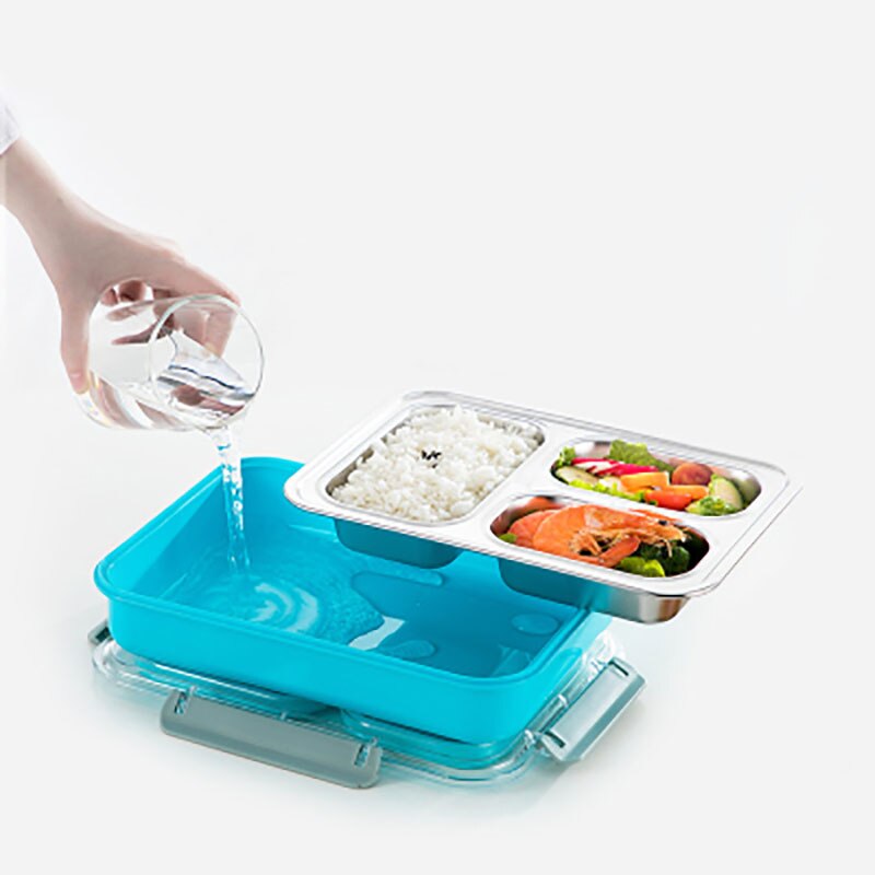 Oneup 304 Roestvrij Staal Lunchbox Compartiment Bento Box Keuken Lekvrije Voedsel Container Compartiment Student Kinderen Gebruik